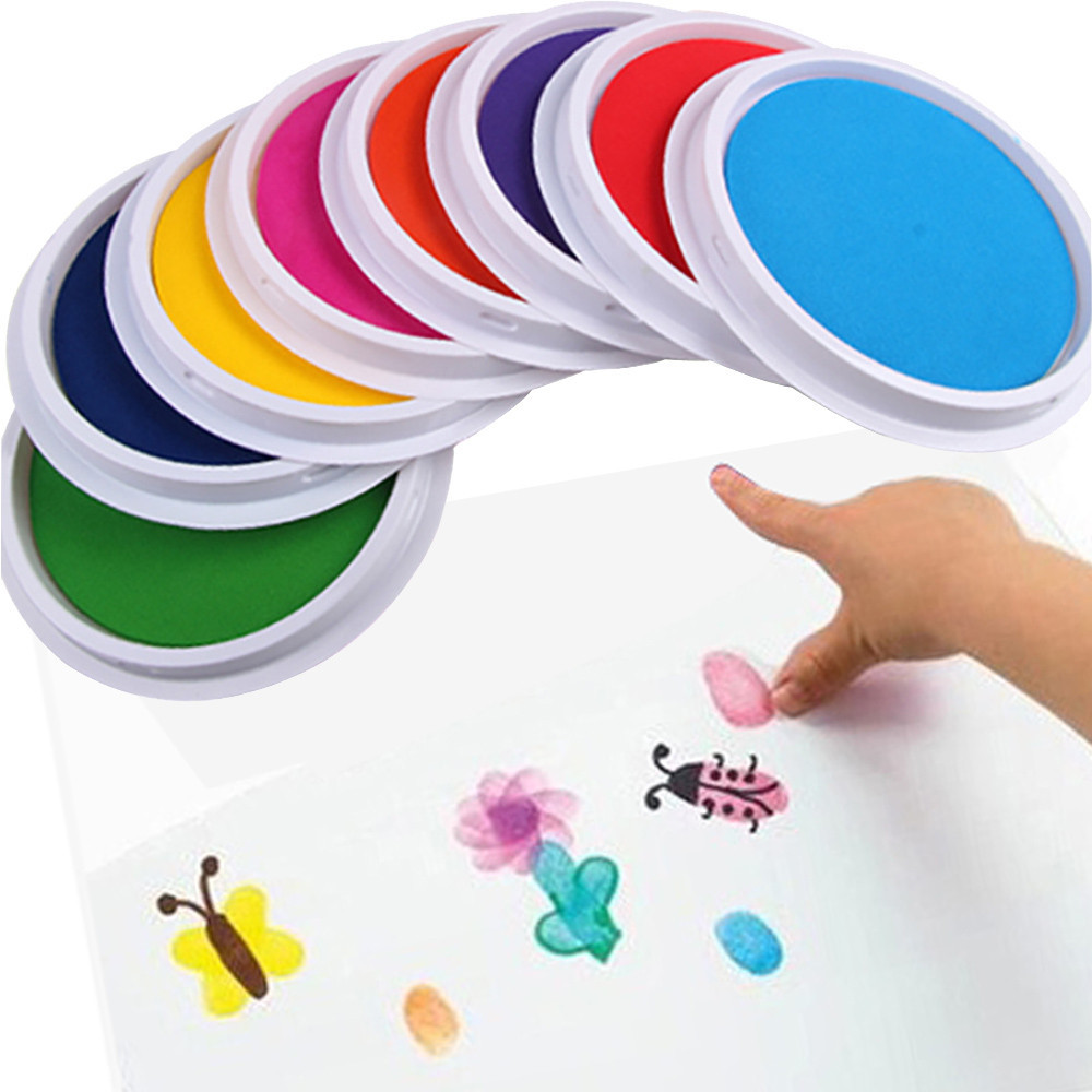 9pcs Large Hand Ink Pad Stamp Pad Washable Finger Palm Ink Stamps for Children  Kids (Dark Blue and Black for Random) 
